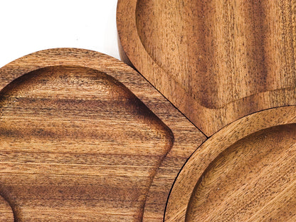 Elegant Sapele Wood Flower-Shaped Serving Tray Set