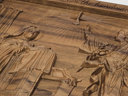 Walnut Annunciation Carving - Spiritual Centerpiece