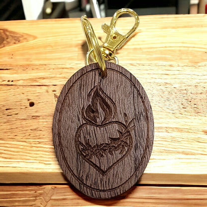 Holy Family Heart Keychain - Harmony Hand Woodcrafts